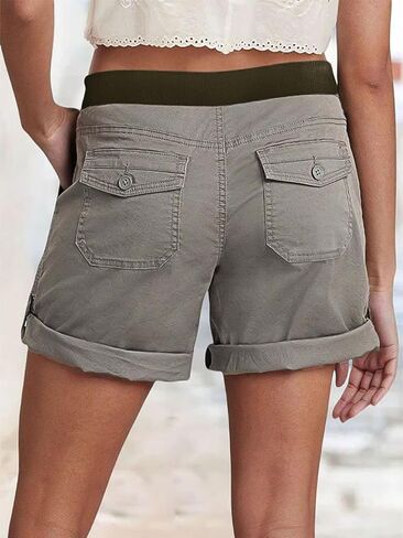 Flamingals Mid Waist Drawstring Skinny Leg Shorts for Women Cargo Summer Shorts Vintage Casual in Saudi Arabia