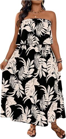 Verdusa Women's Plus Size Tropical Broom Broom Dress Dressy Maxi Dresses in Saudi Arabia