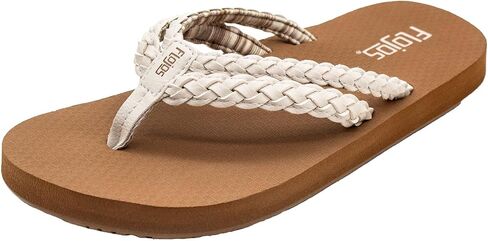 Flojos Mischa Women's Sandal, Wide Double Braided Thong Strap W/Kush Embossed Bed in Saudi Arabia