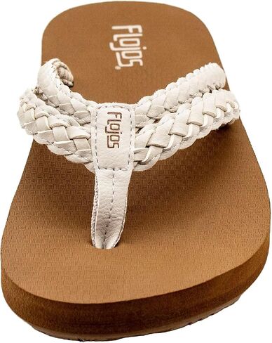 Flojos Mischa Women's Sandal, Wide Double Braided Thong Strap W/Kush Embossed Bed in Saudi Arabia