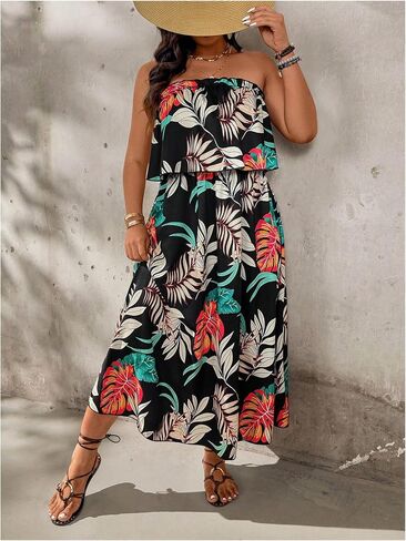 Verdusa Women's Plus Size Tropical Broom Broom Dress Dressy Maxi Dresses in Kuwait