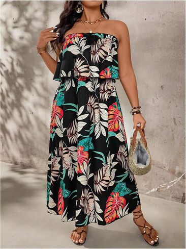 Verdusa Women's Plus Size Tropical Broom Broom Dress Dressy Maxi Dresses in Kuwait