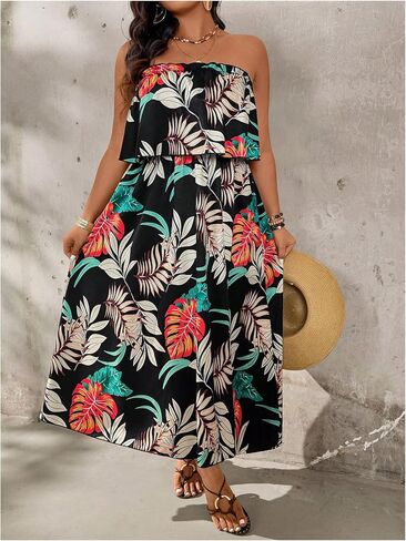 Verdusa Women's Plus Size Tropical Broom Broom Dress Dressy Maxi Dresses in Kuwait