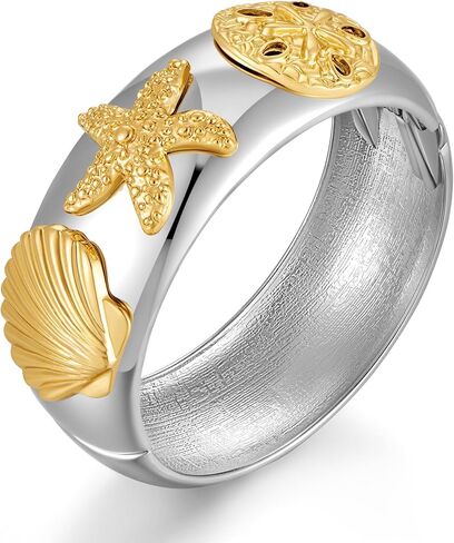 Gold Chunky Bangle Bracelets For Women Gold Shell Cuff Bracelet Seashell Shape Bangle Adjustable Cuff Jewelry For Summer in Kuwait
