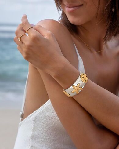 Gold Chunky Bangle Bracelets For Women Gold Shell Cuff Bracelet Seashell Shape Bangle Adjustable Cuff Jewelry For Summer in Kuwait