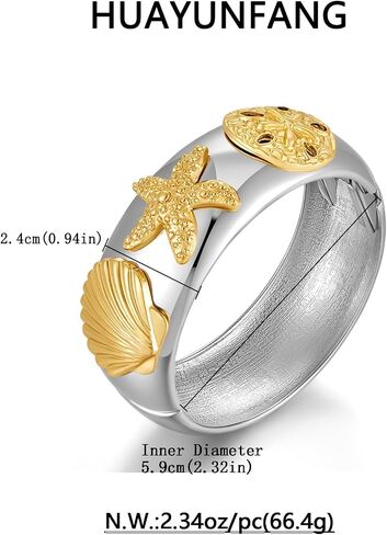 Gold Chunky Bangle Bracelets For Women Gold Shell Cuff Bracelet Seashell Shape Bangle Adjustable Cuff Jewelry For Summer in Kuwait