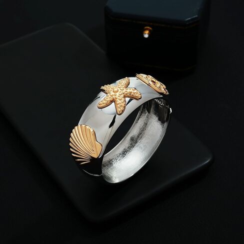 Gold Chunky Bangle Bracelets For Women Gold Shell Cuff Bracelet Seashell Shape Bangle Adjustable Cuff Jewelry For Summer in Kuwait