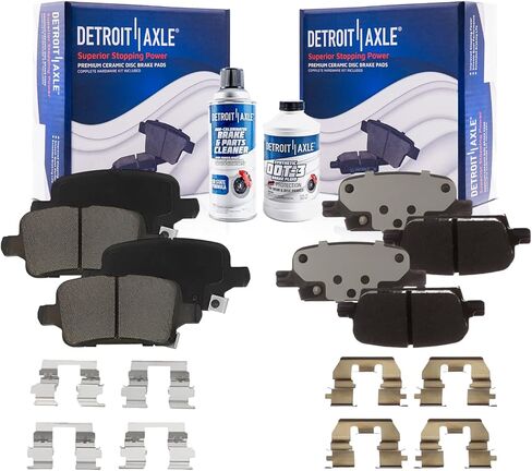 Detroit Axle - Brake Pads for 16-20 Chevrolet Malibu with Manual Parking Brake, Front and Rear Ceramic Brake Pads w/Hardware 2016 2017 2018 2019 2020 Replacement in Saudi Arabia