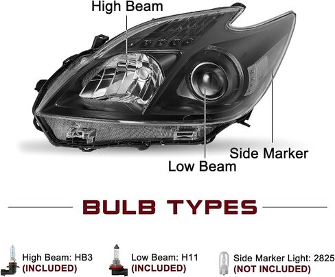 مصباح JSBoyat Halogen الأمامي لعام 2012-2015 Toyota Prius ، سائق بديل لمجموعة المصابيح الأمامية على غرار OE وجانب الركاب in Saudi Arabia