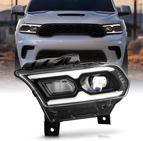 Keekpo - لعام 2021-2024 Dodge Durango Black Bezel W/Halogen Turn Signal LED LED Side Meadlamp President Side in Kuwait