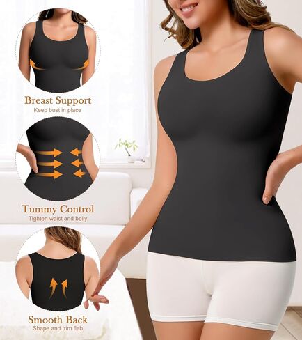 Compression Tanks for Women, Tummy Control Shapewear Tank Tops, Seamless Slimming Body Shaper Camisole in Kuwait