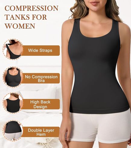 Compression Tanks for Women, Tummy Control Shapewear Tank Tops, Seamless Slimming Body Shaper Camisole in Kuwait