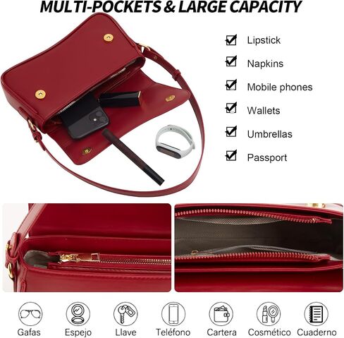 Shoulder Bag for Women Purse Leather Hobo Handbags Clutch Saddle Bags Trendy Underarm Bag with 2 Removable Strap in Kuwait