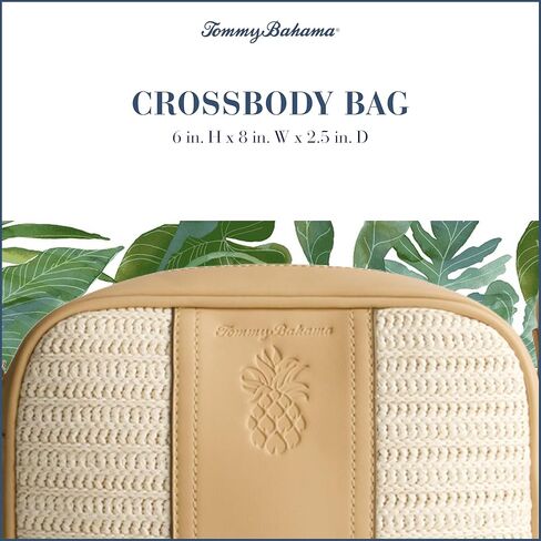 Tommy Bahama Camera Bag, Women's Mini Handbag with Embossed Logo and Adjustable Shoulder Strap, Tan in Saudi Arabia