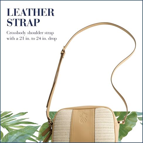 Tommy Bahama Camera Bag, Women's Mini Handbag with Embossed Logo and Adjustable Shoulder Strap, Tan in Saudi Arabia