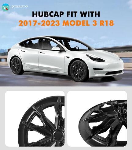 PM Auto مجموعة من 4 عجلة تغطي Small Sword Shadow Hubcaps لعام 2017-2023 Tesla 3 18 بوصة باستثناء المرتفعات in Saudi Arabia