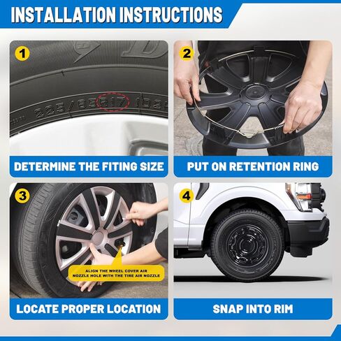 AUTOWIKI 17" 1PC Single Wheel Skin Black Lacquer for 2010-2025 Ford F-150 XL Model with Steel Wheel Easy Install ABS+PC Material, 17-Inch Black Lacquer Exterior Accessories Replacement ONLY 1 Piece in Saudi Arabia