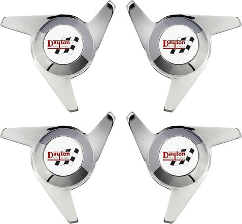 3 أذن جرفت قبض على أغطية الدوار ث/دايتون Eagle Chrome & Black Solid Metal Wheel Chip (مجموعة من 4) | تم تصميمه للسيارات الكلاسيكية والسيارات الكلاسيكية والبناء المخصص مع عجلات سلكية in Saudi Arabia