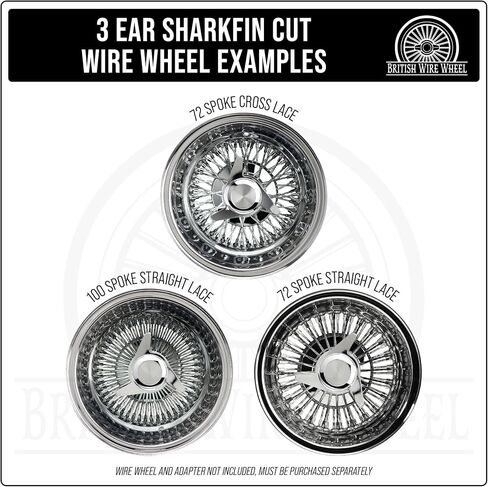 3 أذن جرفت قبض على أغطية الدوار ث/دايتون Eagle Chrome & Black Solid Metal Wheel Chip (مجموعة من 4) | تم تصميمه للسيارات الكلاسيكية والسيارات الكلاسيكية والبناء المخصص مع عجلات سلكية in Saudi Arabia