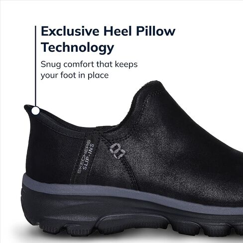 حذاء Skechers للسيدات سهل الارتداء - ساعة عصرية بدون استخدام اليدين سهل الارتداء للكاحل، أسود، 9 عرض in Saudi Arabia