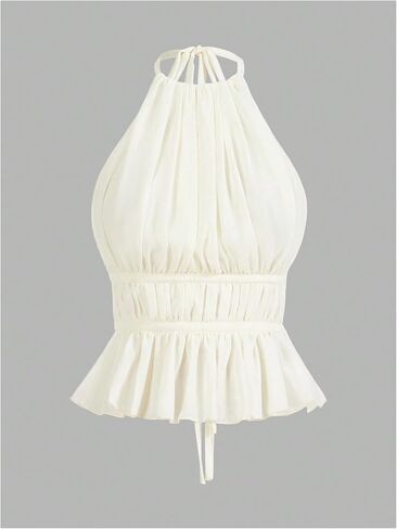 Soly Hux Women's Hulk's Hank Neck Camisoleless Open Back Back Pate Barty Out Out Tops in Kuwait