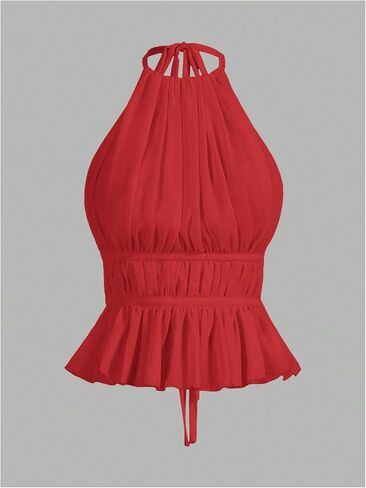 Soly Hux Women's Hulk's Hank Neck Camisoleless Open Back Back Pate Barty Out Out Tops in Kuwait