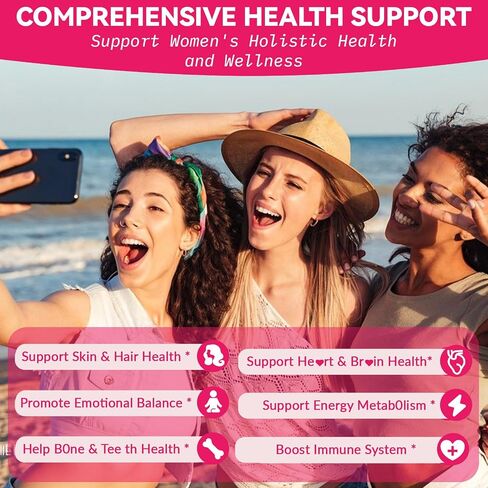 Organic Women's Multivitamin Gummies: Vegan Vitamin Supplement with Iron B12 D3 Biotin Magnesium Plus Ashwagandha for Hair Skin Health Boost Energy - Sugar Free Methylated Gummy(120Count) in Saudi Arabia