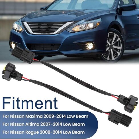 2 PCS HED HED HID TO HALOGEN ADATPER WIRINGER CONNECTOR PIGALT PLACK FOR NISSAN MAXIMA 2009-2014 Altima 2007-2014 NISSAN ROGUE 2008-2014 LOW BEAM in Saudi Arabia