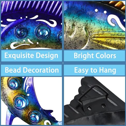 Weibefee Metal Wall Art Decor Octopus Crab Manta Ray Coastal Nautical Ocean Decore Movents 9 '' 'مجموعة من 3 ديكورات معلقة للحمام على شاطئ داخلي في الهواء الطلق غرفة نوم غرفة نوم in Kuwait