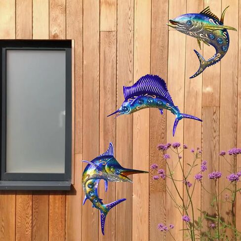 Weibefee Metal Wall Art Decor Octopus Crab Manta Ray Coastal Nautical Ocean Decore Movents 9 '' 'مجموعة من 3 ديكورات معلقة للحمام على شاطئ داخلي في الهواء الطلق غرفة نوم غرفة نوم in Kuwait