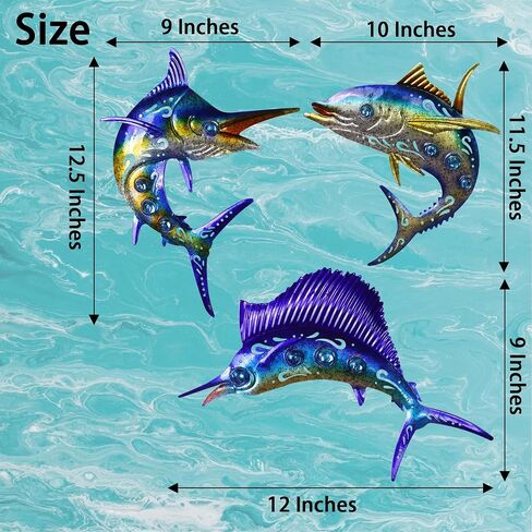 Weibefee Metal Wall Art Decor Octopus Crab Manta Ray Coastal Nautical Ocean Decore Movents 9 '' 'مجموعة من 3 ديكورات معلقة للحمام على شاطئ داخلي في الهواء الطلق غرفة نوم غرفة نوم in Kuwait