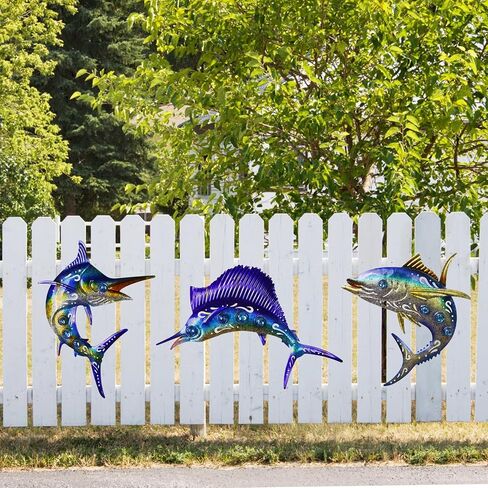 Weibefee Metal Wall Art Decor Octopus Crab Manta Ray Coastal Nautical Ocean Decore Movents 9 '' 'مجموعة من 3 ديكورات معلقة للحمام على شاطئ داخلي في الهواء الطلق غرفة نوم غرفة نوم in Kuwait