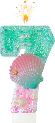 Green and Pink Birthday Candles, 2th Birthday Cake Decorations, Suitable for Mermaid Theme Party Cake Decorations (2) in Saudi Arabia