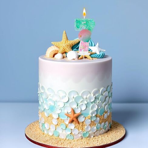 Green and Pink Birthday Candles, 2th Birthday Cake Decorations, Suitable for Mermaid Theme Party Cake Decorations (2) in Saudi Arabia