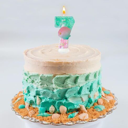 Green and Pink Birthday Candles, 2th Birthday Cake Decorations, Suitable for Mermaid Theme Party Cake Decorations (2) in Saudi Arabia
