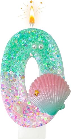 Green and Pink Birthday Candles, 2th Birthday Cake Decorations, Suitable for Mermaid Theme Party Cake Decorations (2) in Saudi Arabia