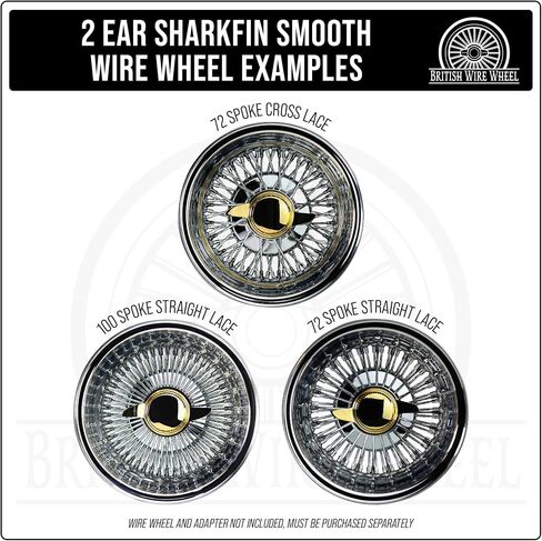 2 أذن Sharkfin Gold Spinner Cap (يسار واحد) | الجانب الأيسر 24K الذهب مطلي 2 الجناح/البار جرفت قبض على غطاء الدوار | مصممة للسيارات المنخفضة والسيارات الكلاسيكية مع عجلات سلكية in Kuwait