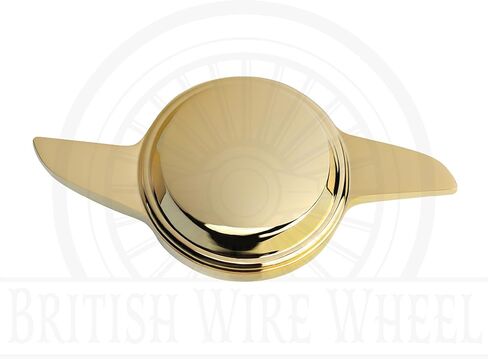 2 أذن Sharkfin Gold Spinner Cap (يسار واحد) | الجانب الأيسر 24K الذهب مطلي 2 الجناح/البار جرفت قبض على غطاء الدوار | مصممة للسيارات المنخفضة والسيارات الكلاسيكية مع عجلات سلكية in Kuwait