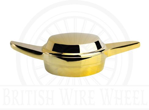 2 أذن Sharkfin Gold Spinner Cap (يسار واحد) | الجانب الأيسر 24K الذهب مطلي 2 الجناح/البار جرفت قبض على غطاء الدوار | مصممة للسيارات المنخفضة والسيارات الكلاسيكية مع عجلات سلكية in Kuwait