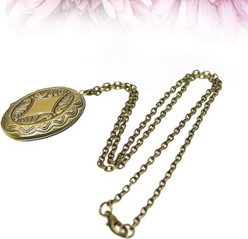 Happyyami vintage necklace Bronze Locket Necklace Floral Design Renaissance for Special Occasions in Saudi Arabia
