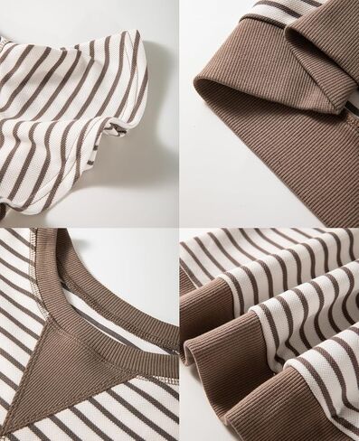 Women's Summer Striped Ruffle Short Sleeve Tops Contrast Colorblock 2025 Round Neck Loose Fit Cute Casual Top Blouse in Kuwait