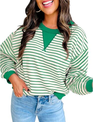 Women's Summer Striped Ruffle Short Sleeve Tops Contrast Colorblock 2025 Round Neck Loose Fit Cute Casual Top Blouse in Kuwait