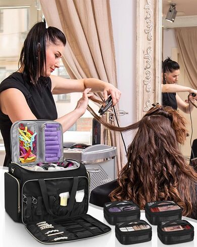 MONSTINA Professional Hairstylist Traveling Bag with Two Detachable Small Bags,Hairdressing Bag Makeup Salon Organizer Bag for Barber Hairdresser Insulation Material in Kuwait