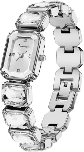Luxury Women’s Crystal Bracelet Watch Elegant Rectangular Minimalist Dial Diamond Bangle Band Waterproof Fashion Dainty Ladies Quartz Watches Ladies Gift in Saudi Arabia