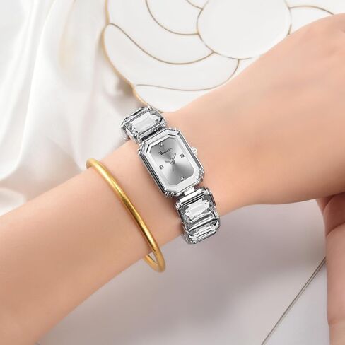 Luxury Women’s Crystal Bracelet Watch Elegant Rectangular Minimalist Dial Diamond Bangle Band Waterproof Fashion Dainty Ladies Quartz Watches Ladies Gift in Saudi Arabia