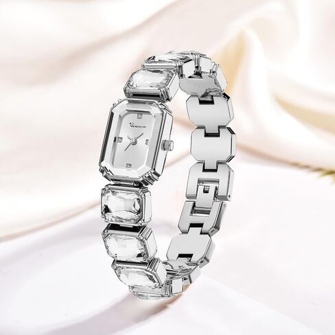 Luxury Women’s Crystal Bracelet Watch Elegant Rectangular Minimalist Dial Diamond Bangle Band Waterproof Fashion Dainty Ladies Quartz Watches Ladies Gift in Saudi Arabia