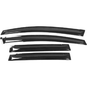 Window Visor Compatible with 2009-2014 Honda FIT 4 Door, Slim Style Acrylic Smoke Tinted & Semi-Transparent Sun Rain Wind Guards Shield Vent by IKON MOTORSPORTS, 2010 2011 2012 2013