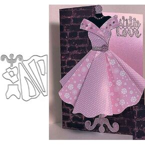Women Girl Princess Dress Metal Die Cuts,Lady Sector Party Dress Shirt Bowtie Bow Cutting Dies Cut Stencils for DIY Embossing Decorative Scrapbooking Card Making (Pleated Dress)