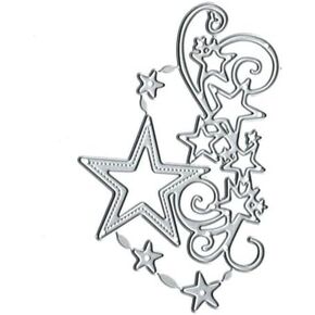 Silver Star Cluster Edge Cutting Dies for Card Making，Snowflake Stars Border Flower Strip Cutting Dies Cut Stencils for DIY Scrapbooking Photo Album Decorative Embossing, Die-Cutting and Embossing