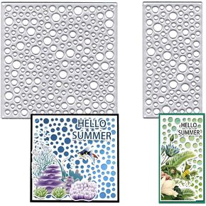 Hying 2PCS إطار ثلاثي الأبعاد يموت لصنع البطاقات، الوهم البصري دائرة النقاط قطع يموت لسكرابوكينغ ورقة صياغة ديكور DIY ألبوم الصور الجلود المعدنية الربيع الصيف يموت تخفيضات لصنع البطاقة
